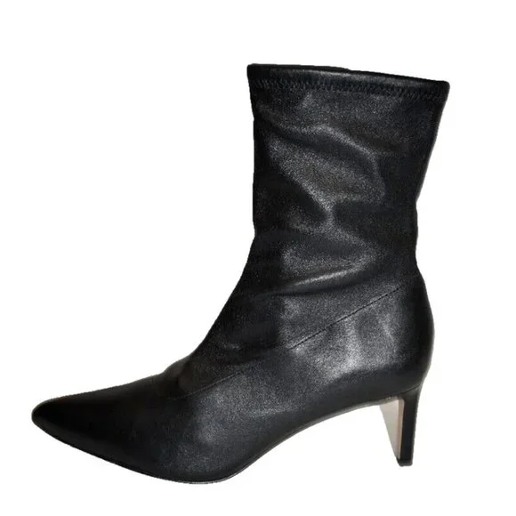 New! Veronica Beard Lexi Stiletto Pointy Toe Sock Bootie 9M Black Leather DD377 - Picture 3 of 7